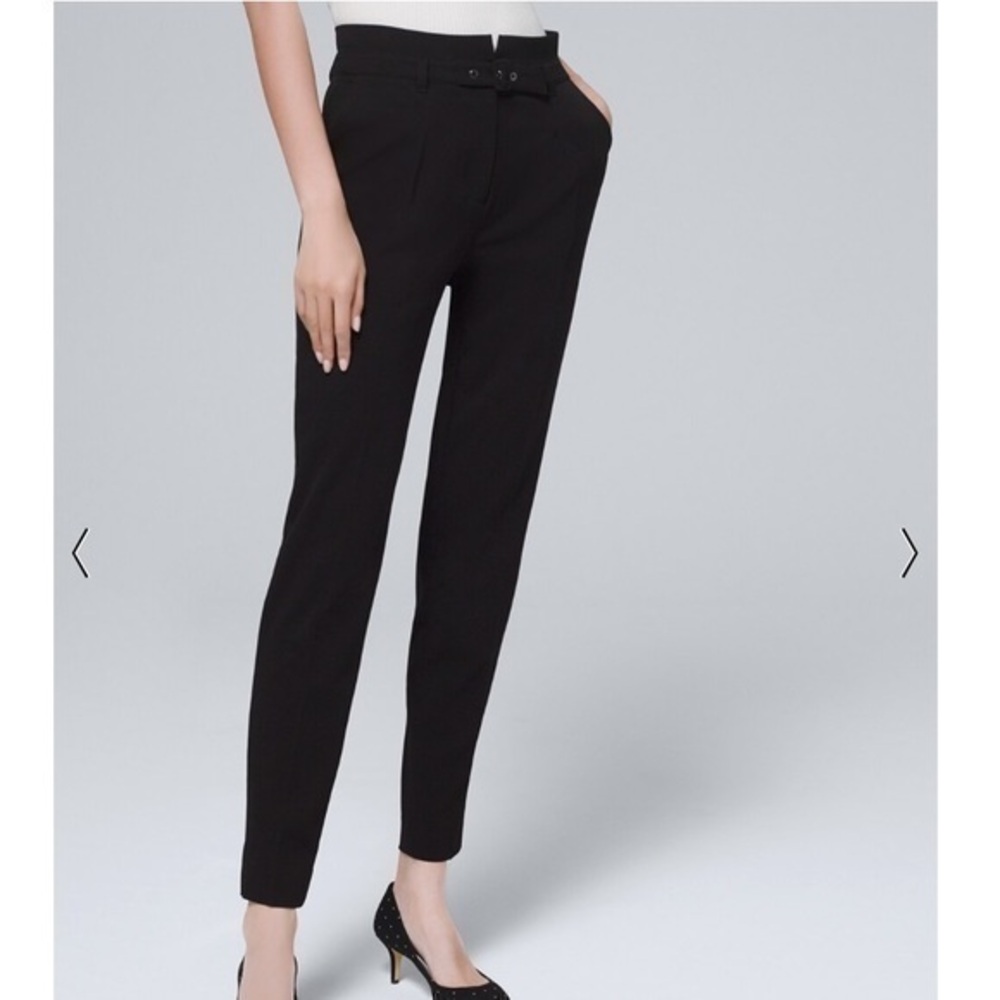 NWT WHBM ‘The Tapered Ankle’ pants high waist built grommet belt 6 LONG